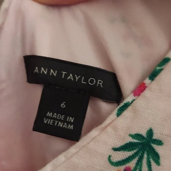 ANN TAYLOR Floral Linen Blend Lined Pink Dress - Picture 11 of 13